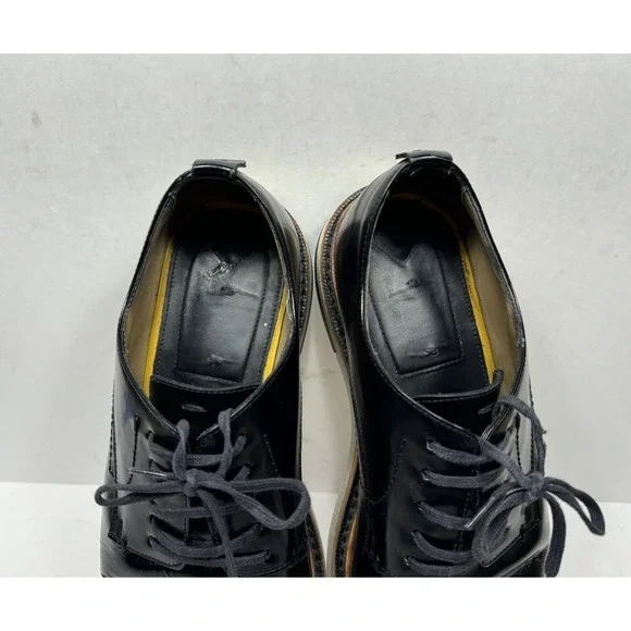 Fendi Roma Black Leather Lace Derby Dress Shoes Men's Size 9 US / 8 UK